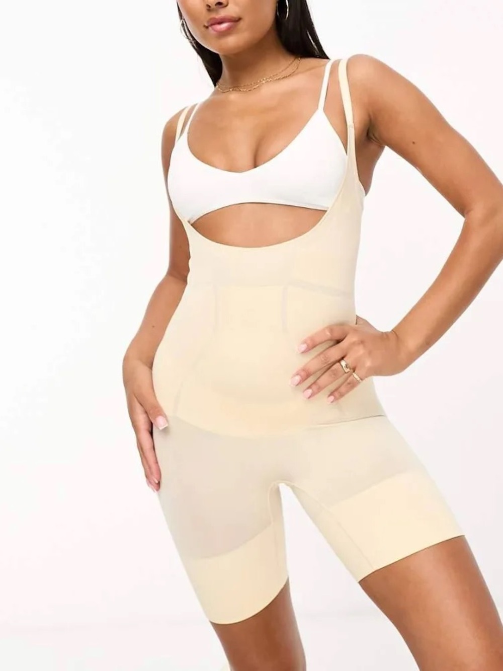 Seamless High-Waist Cream Sculpting Bodysuit Shaper